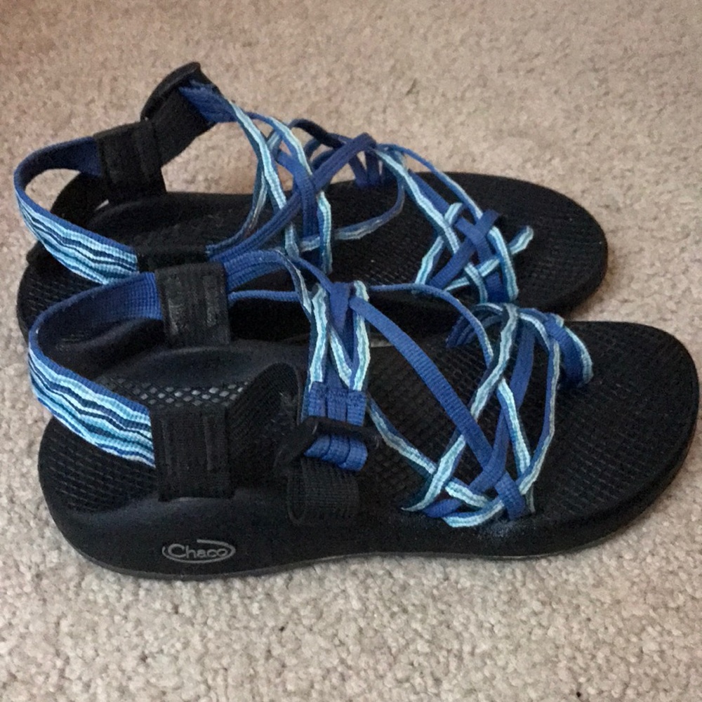Blue Chacos, size 8